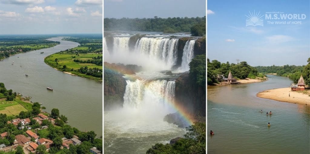 छत्तीसगढ़ के नदी तंत्र को दर्शाता हुआ एक विस्तृत नक्शा - अपवाह तंत्र पर कठिन क्विज़