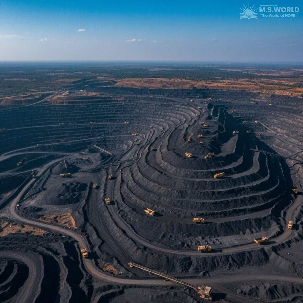 कोयला खदान में काम करती हुई मशीनरी का एक क्लोज-अप चित्र - छत्तीसगढ़ के खनिजों पर कठिन क्विज़