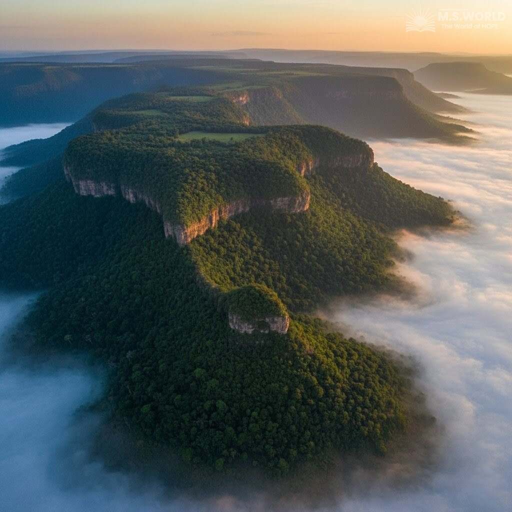 छत्तीसगढ़ का जशपुर-सामरी पाट प्रदेश जो अपनी सीढ़ीनुमा और सपाट चोटी वाली संरचना के लिए प्रसिद्ध है