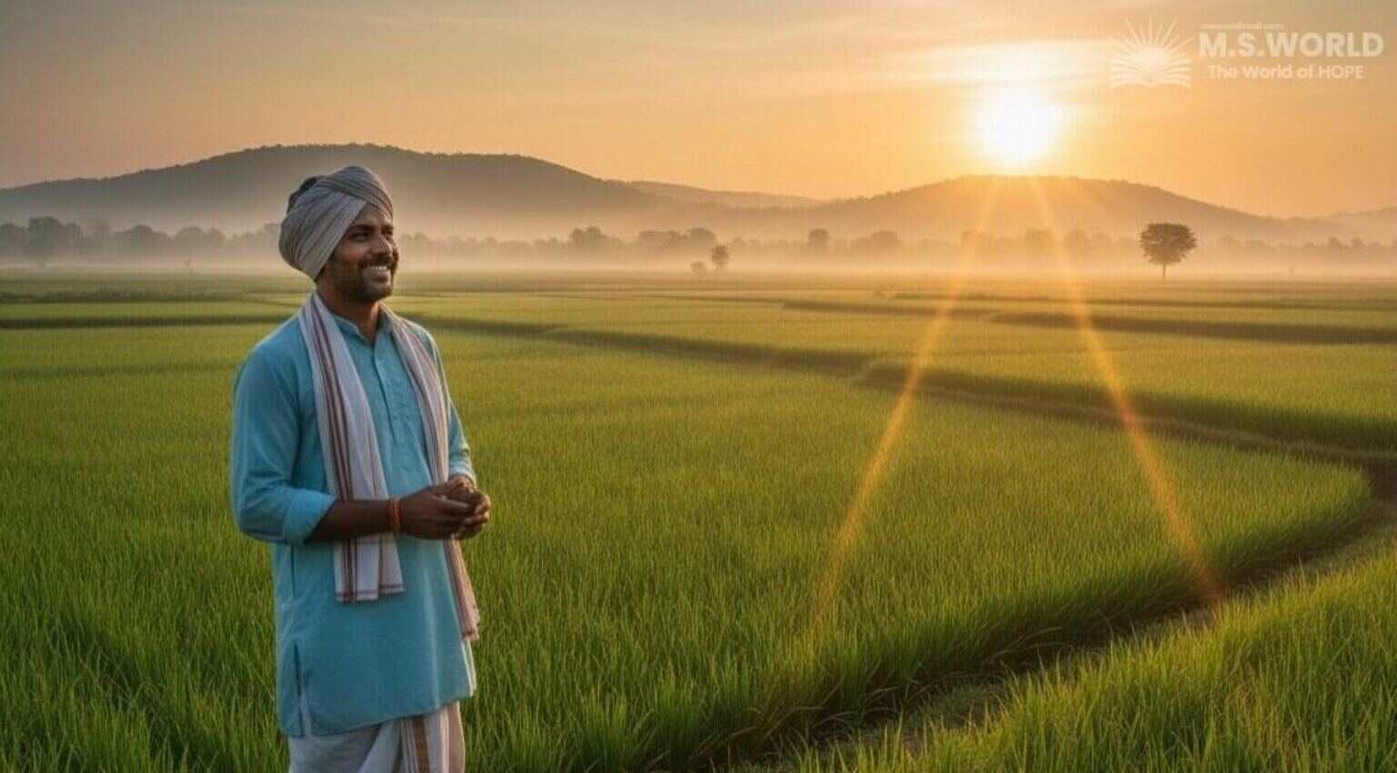 छत्तीसगढ़ के हरे-भरे धान के खेत का एक सुंदर दृश्य - कृषि पर आधारित आसान क्विज़