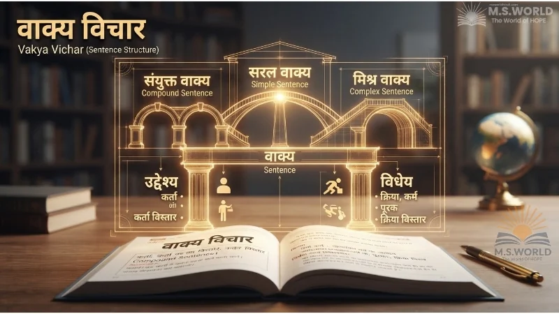 वाक्य विचार, सरल संयुक्त मिश्र वाक्य के भेद, उद्देश्य और विधेय की पहचान, वाक्य अशुद्धि शोधन तालिका हिन्दी व्याकरण