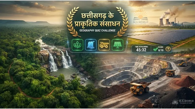 छत्तीसगढ़ प्राकृतिक संसाधन खनिज वन राष्ट्रीय उद्यान एवं ऊर्जा ऑनलाइन टेस्ट क्विज़