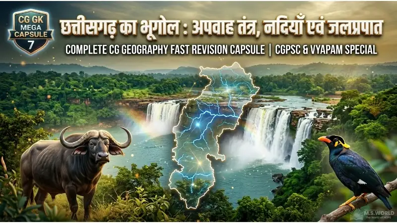 छत्तीसगढ़ का भूगोल 5 अपवाह तंत्र नदियाँ चित्रकोट जलप्रपात और 11 अभयारण्य तालिका