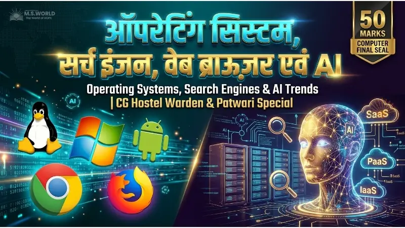 छात्रावास अधीक्षक एवं पटवारी परीक्षा हेतु ऑपरेटिंग सिस्टम, सर्च इंजन, ब्राउज़र व AI मास्टर कैप्सूल।