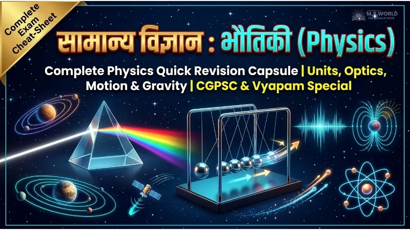 सामान्य विज्ञान भौतिकी के प्रमुख मात्रक न्यूटन के नियम और प्रकाश लेंस दर्पण तालिका